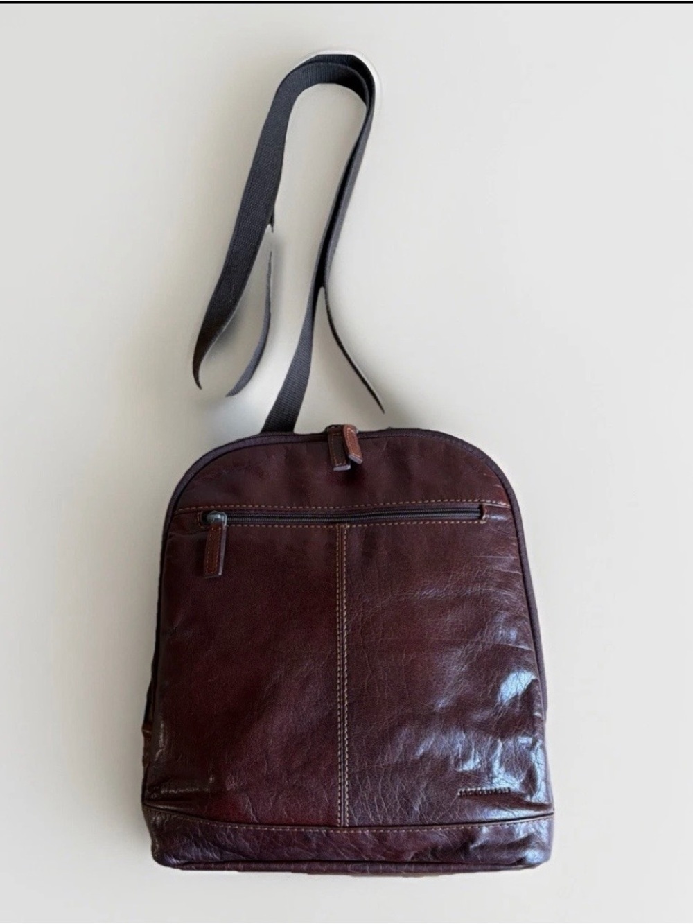 Jack Georges Voyager Convertible Small Backpack Brown Buffalo Leather Zip Close